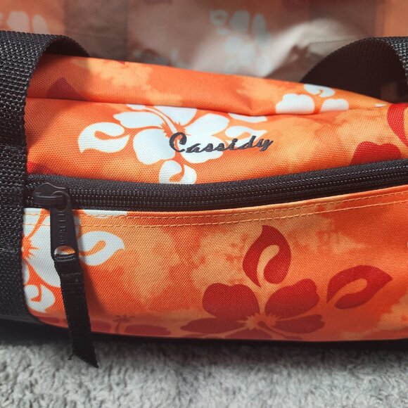 LL Bean XL Rolling Duffle Bag Orange Hibiscus Floral No Shoulder Strap - Picture 6 of 10